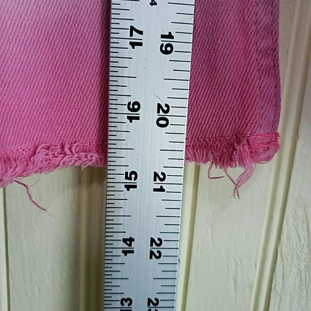 Justice Jeans Girls 12 Blue Pink Ombre Distressed Raw Hem Skinny Ankle Denim